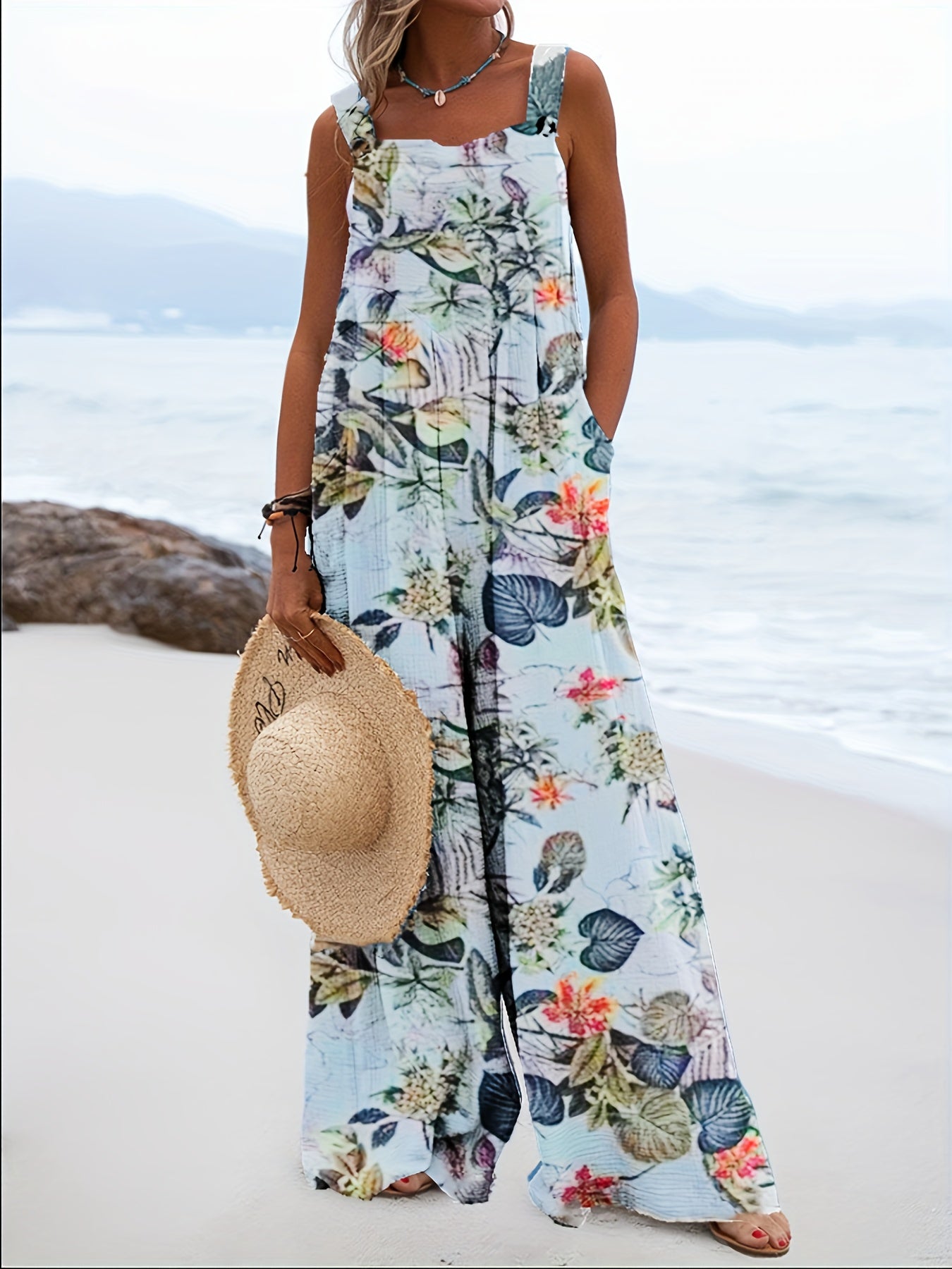 Combinaison Large Femme Imprimé Patchwork | Sans Manches & Style Bohème Chic
