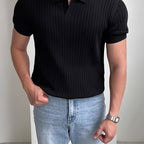 Polo Homme Texturé à Manches Courtes – Élégance Moderne