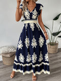 Combinaison Bohème Chic Bleu Marine & Blanc – Élégance Marine