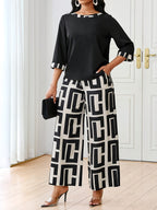 Ensemble Deux Pièces Chic À Motif Géométrique | Moderne, Raffiné Et Confortable