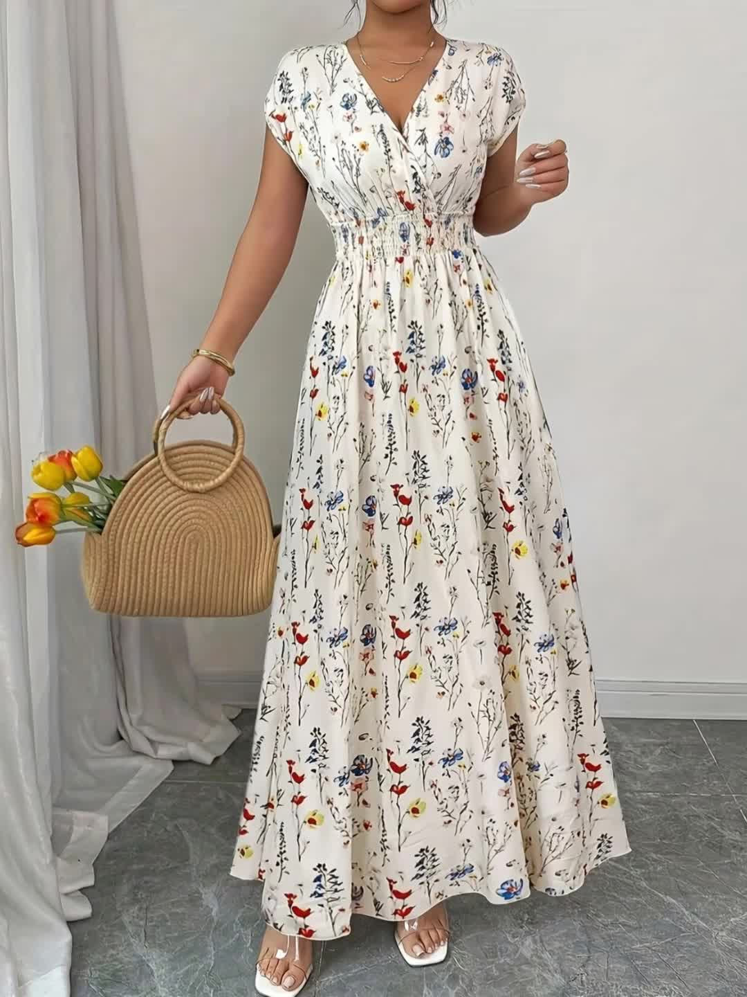 Robe Maxi Fleurie À Col Croisé | Féminine, Fluide Et Raffinée