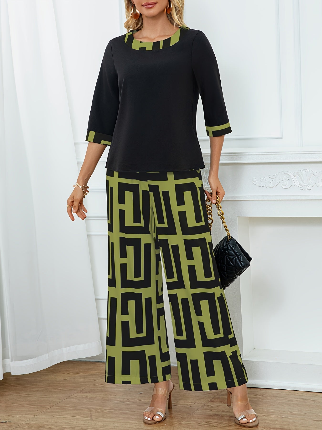 Ensemble Deux Pièces Chic À Motif Géométrique | Moderne, Raffiné Et Confortable