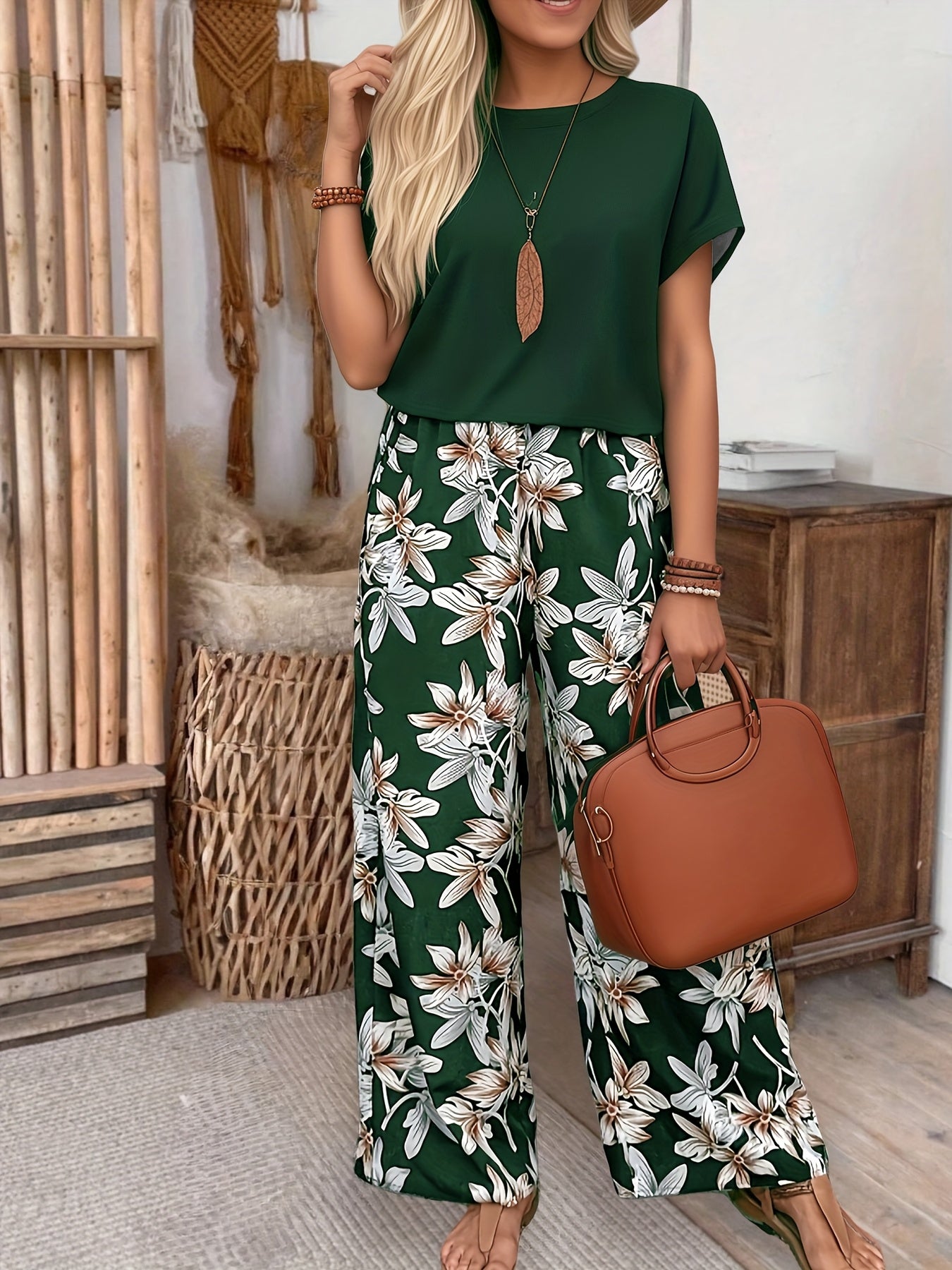 Ensemble Deux Pièces Fleuri Femme | Confort, Élégance Et Style Décontracté Chic