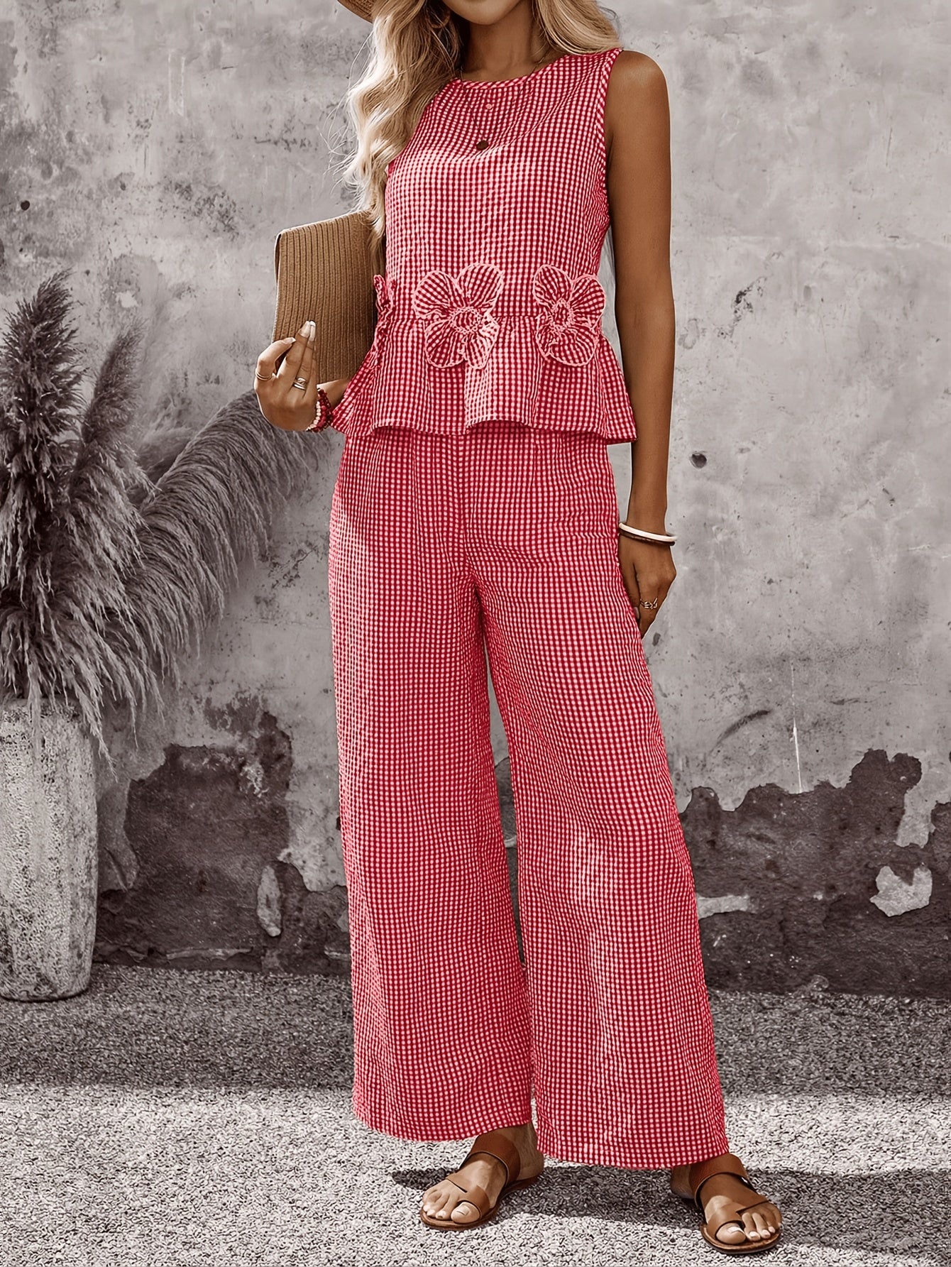 Ensemble Vichy Élégant Pour Femme | Confort Estival & Charme Intemporel