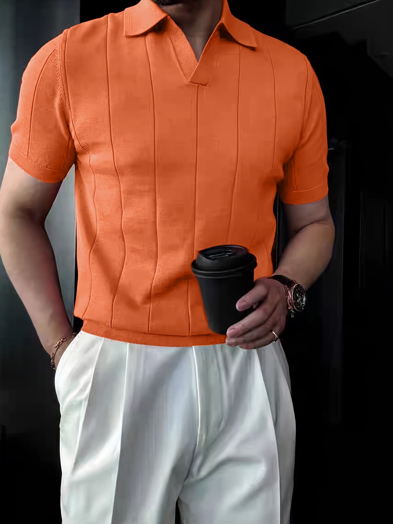 Polo Homme Élégant à Manches Courtes | Maille Texturée & Coupe Moderne