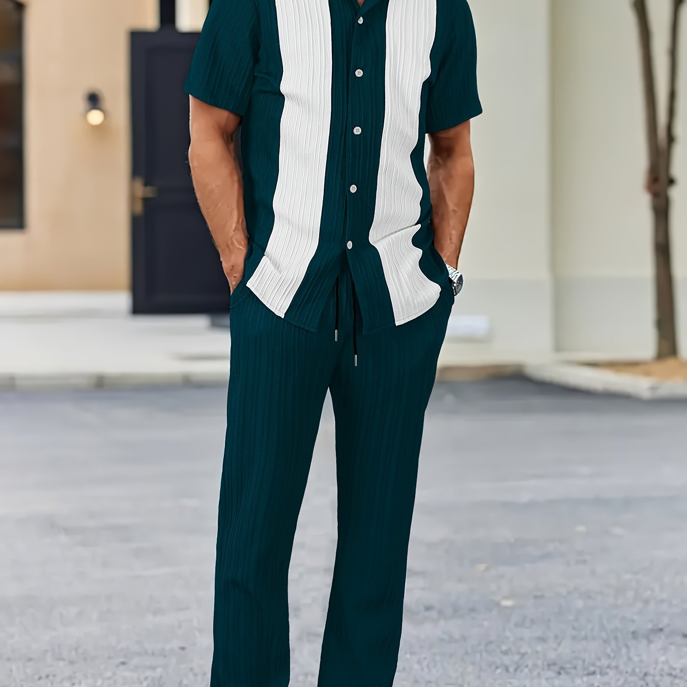 Ensemble Deux Pièces Homme | Chemise Rayée & Pantalon Confort Premium