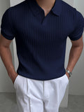 Polo Homme Texturé à Manches Courtes – Élégance Moderne
