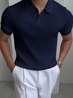 Polo Homme Texturé à Manches Courtes – Élégance Moderne