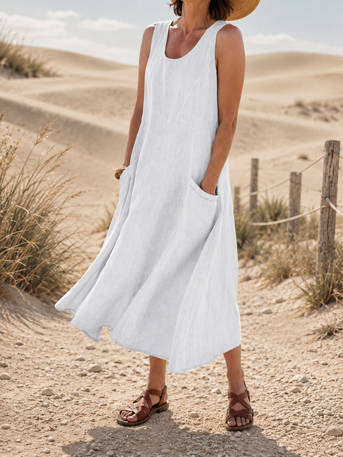 Léana - Robe Fluide En Coton Avec Poches Pratiques