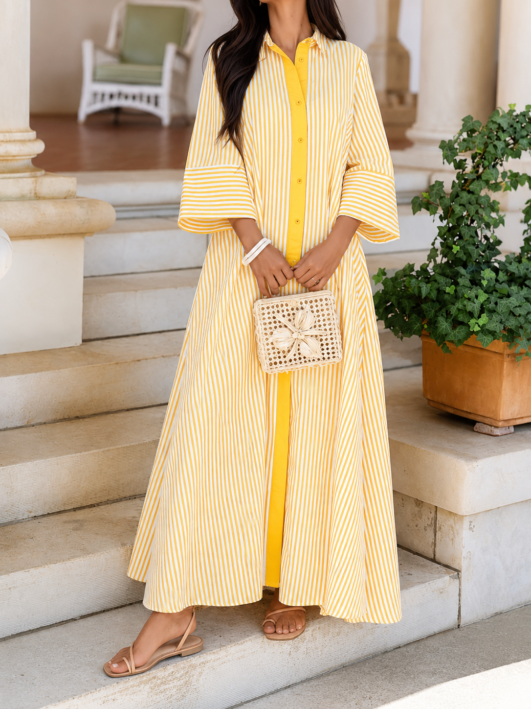 Élodie | Robe Longue Rayée Élégante et Légère