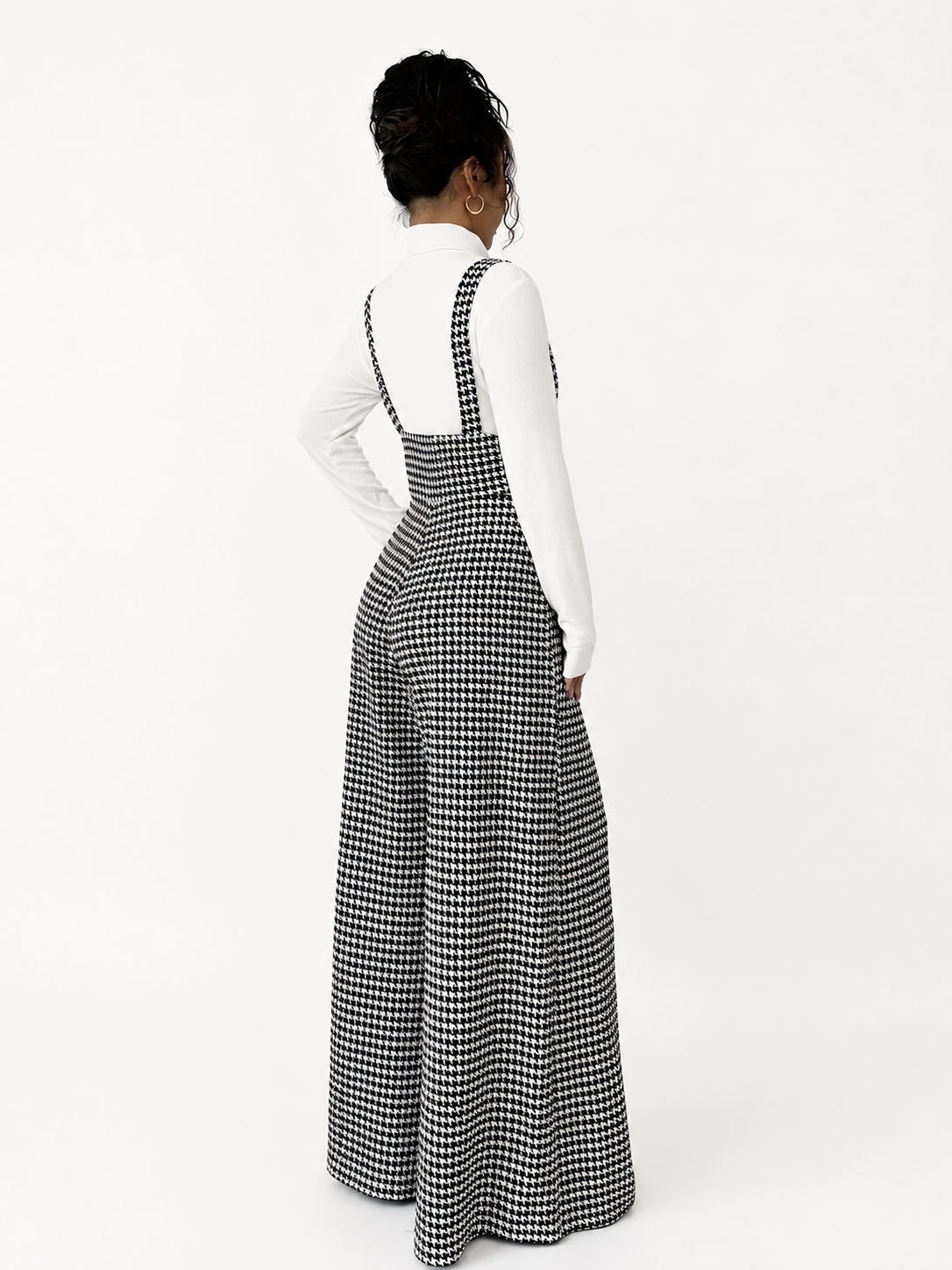Combinaison Femme Chic à Motif Pied-de-Poule – Élégance Intemporelle