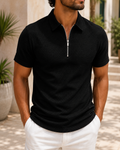 Polo Texturé Homme À Fermeture Zippée