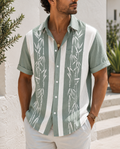Chemise Homme à Manches Courtes Motif Bambou pour l'Été