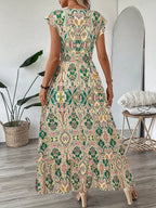 Robe Longue Bohème Chic À Imprimé Raffiné | Élégance Et Confort Au Quotidien