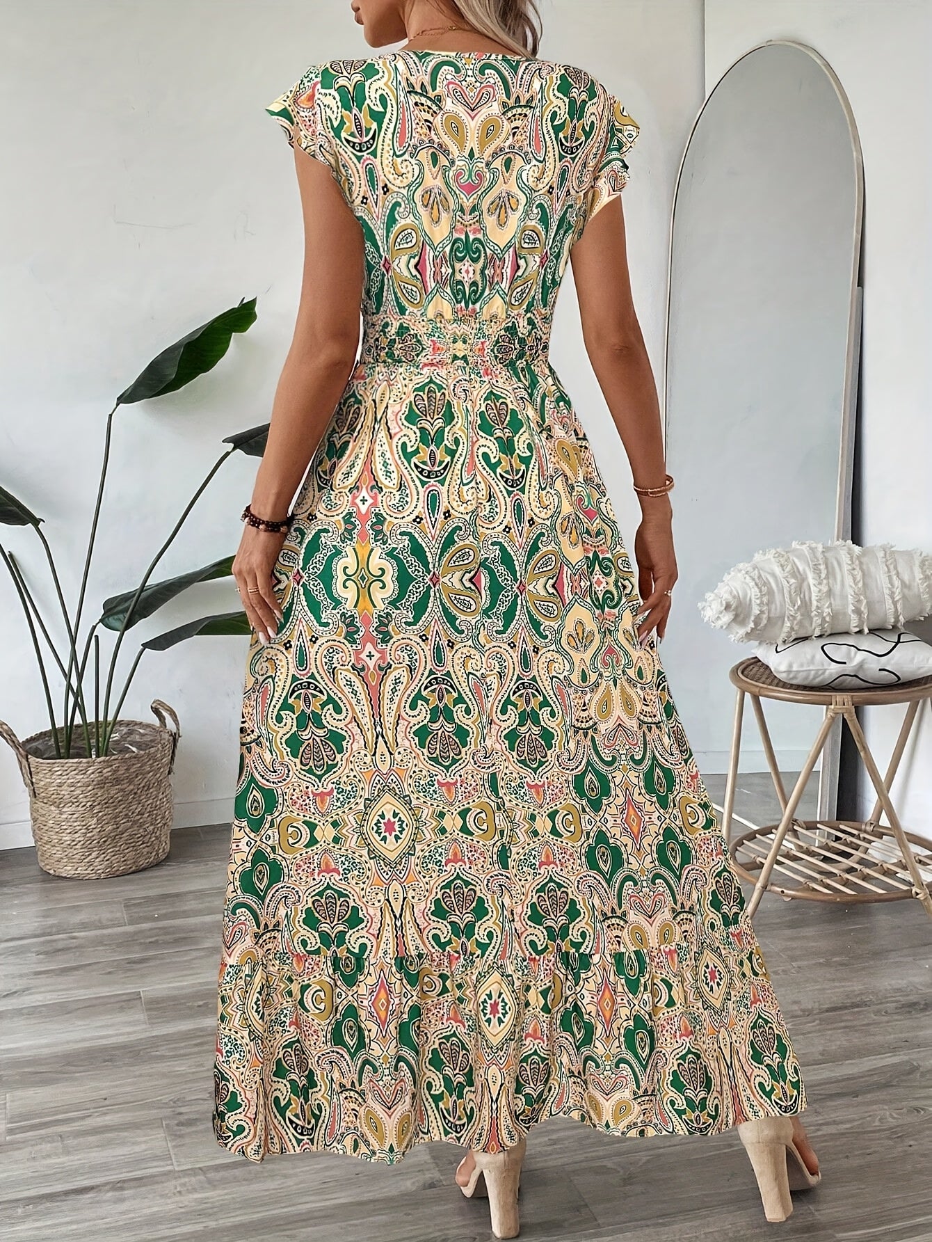 Robe Longue Bohème Chic À Imprimé Raffiné | Élégance Et Confort Au Quotidien