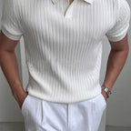 Polo Homme Texturé à Manches Courtes – Élégance Moderne