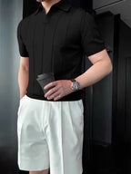 Polo Homme Élégant à Manches Courtes | Maille Texturée & Coupe Moderne