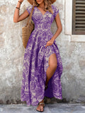 Robe Longue Bohème Fleurie Violet Lavande – Lavande Royale