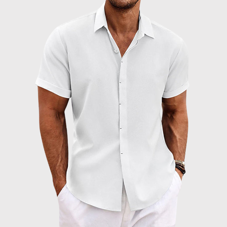 Chemise en Lin à Manches Courtes pour Homme – Idéale pour les Journées d'Été