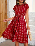 Robe Élégante À Pois Avec Ceinture | Style Vintage Chic Et Féminin
