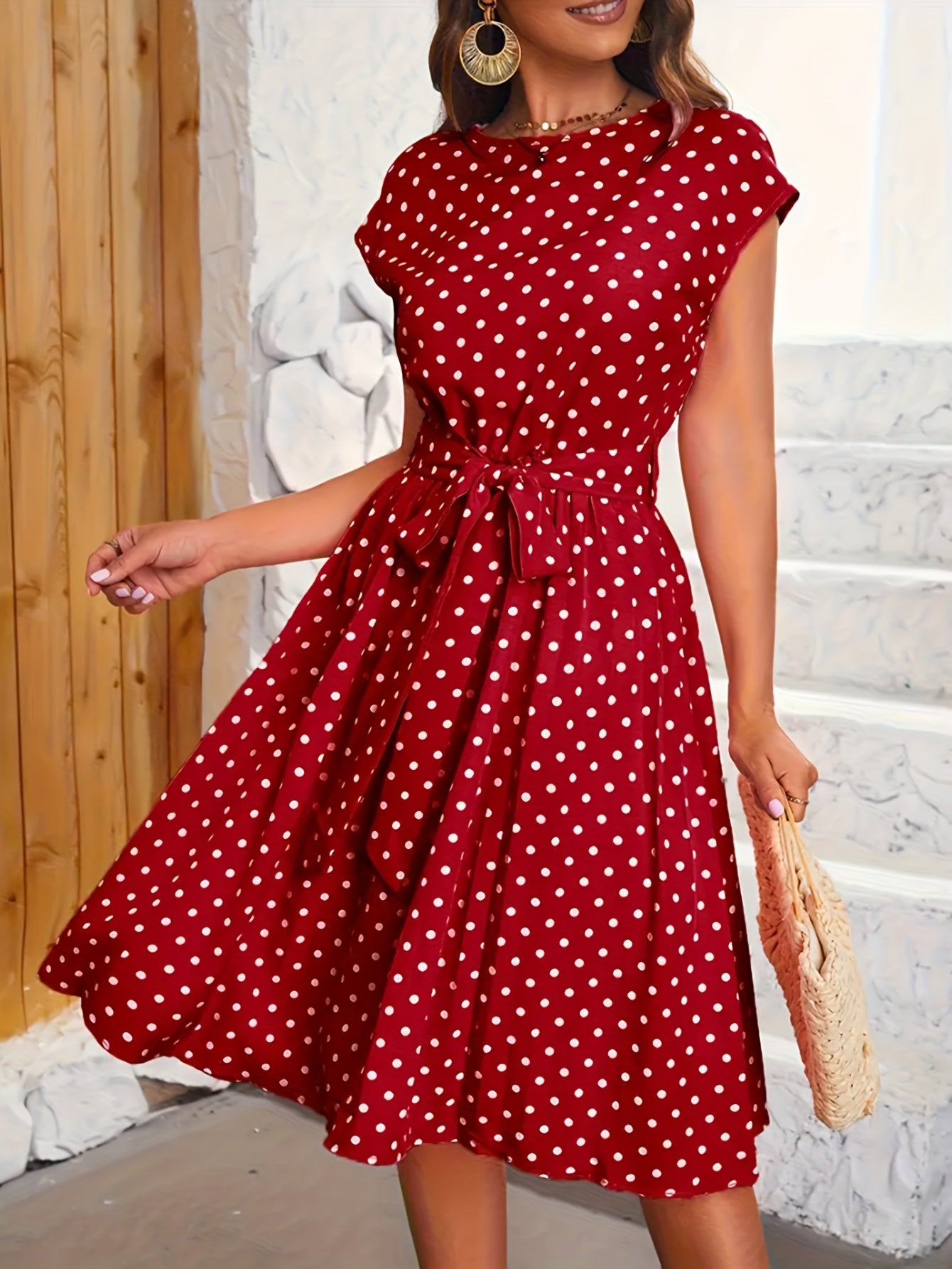 Robe Élégante À Pois Avec Ceinture | Style Vintage Chic Et Féminin