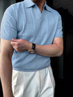 Polo Homme Élégant à Manches Courtes | Maille Texturée & Coupe Moderne