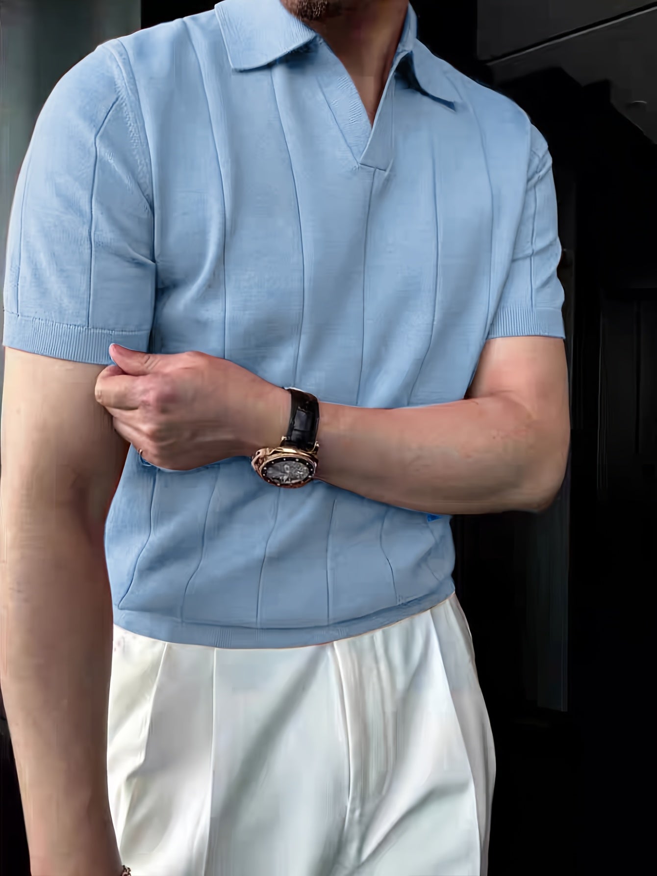 Polo Homme Élégant à Manches Courtes | Maille Texturée & Coupe Moderne