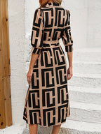 Robe Chemise Midi À Motif Géométrique | Chic, Moderne Et Raffinée