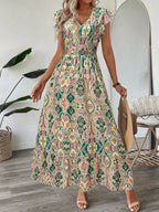 Robe Longue Bohème Chic À Imprimé Raffiné | Élégance Et Confort Au Quotidien