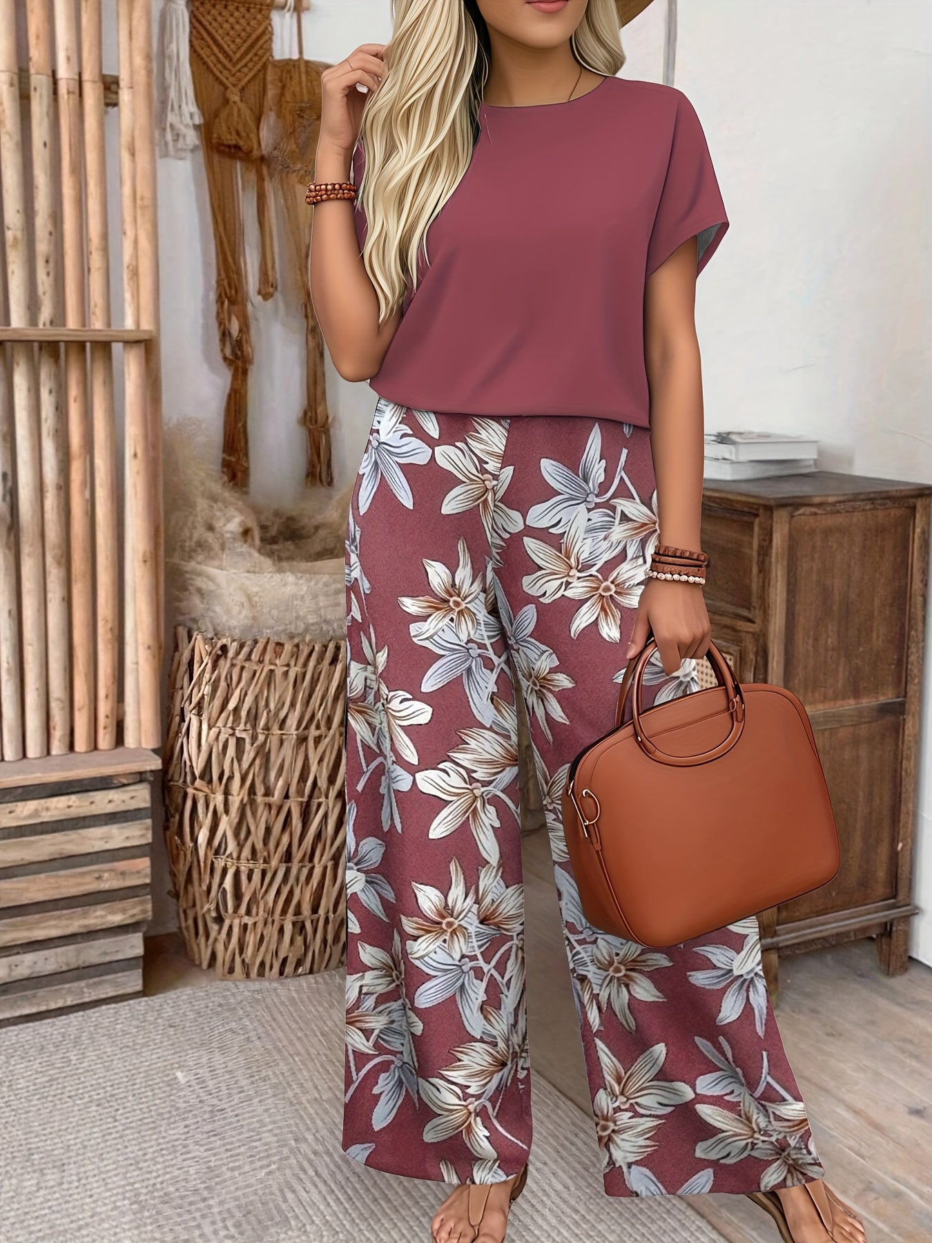 Ensemble Deux Pièces Fleuri Femme | Confort, Élégance Et Style Décontracté Chic