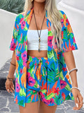 Ensemble Femme Tropical 2 Pièces – Chemise Fluide & Short Évasion Tropicale