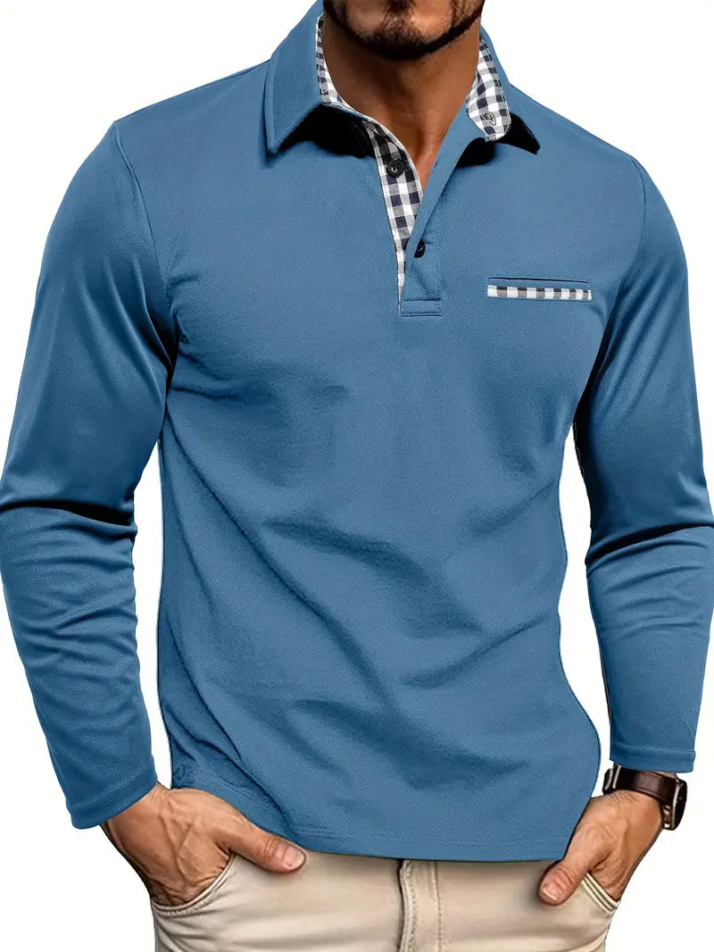 Polo Homme à Manches Longues avec Col