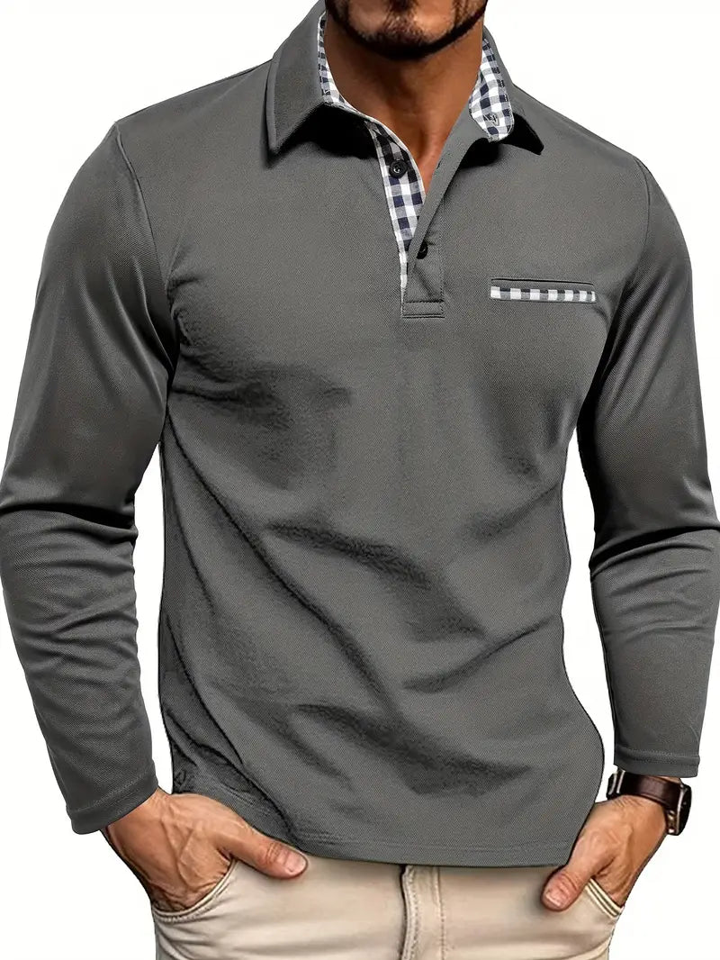 Polo Homme à Manches Longues avec Col
