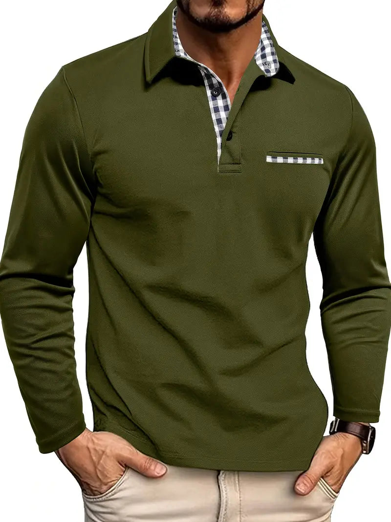 Polo Homme à Manches Longues avec Col