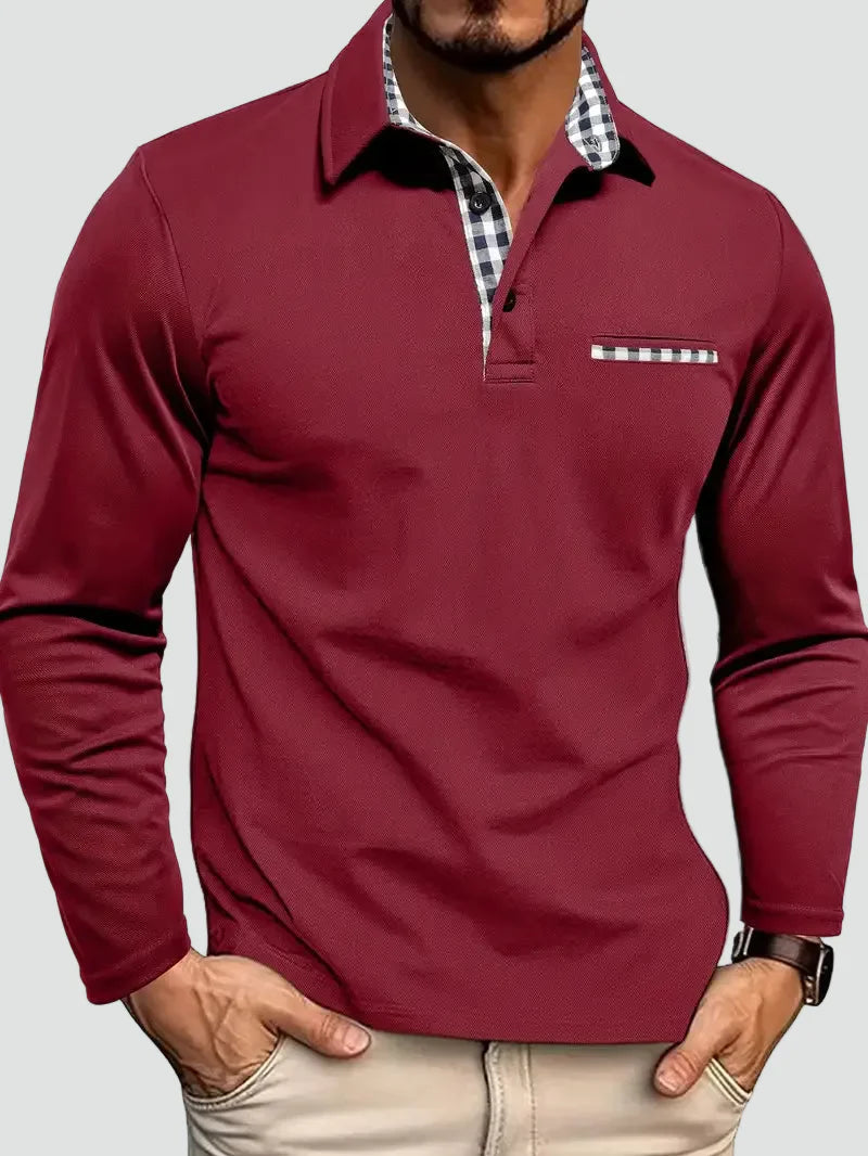 Polo Homme à Manches Longues avec Col